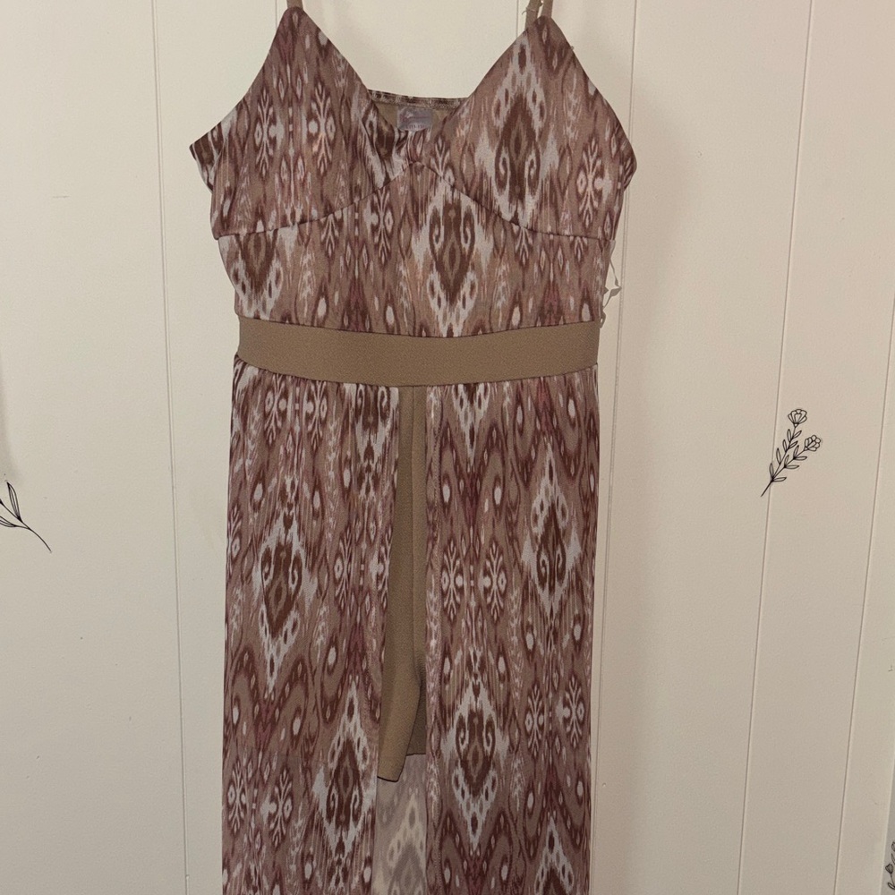 Elegant Brown Patterned Dress